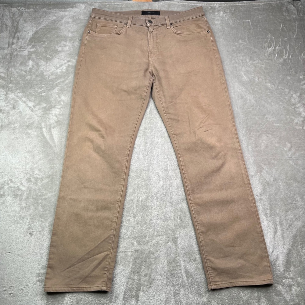 J Brand Kane Jeans Mens 34x31 Tan Solid Slim Straight Leg Denim Preppy Pants
